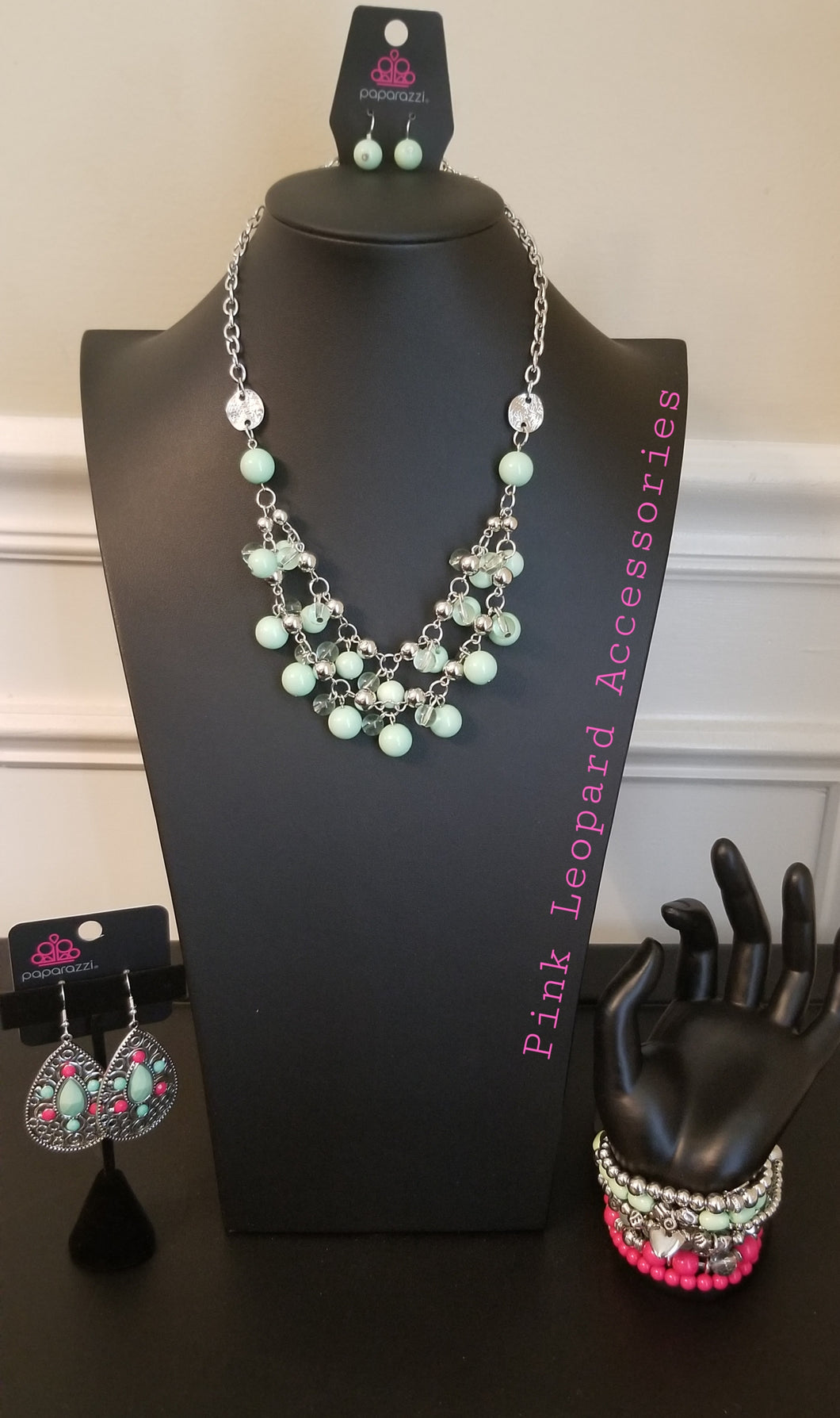 Green, Silver, and Pink Four Piece Set